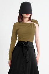 Asymmetric Sleeve Knit Top
